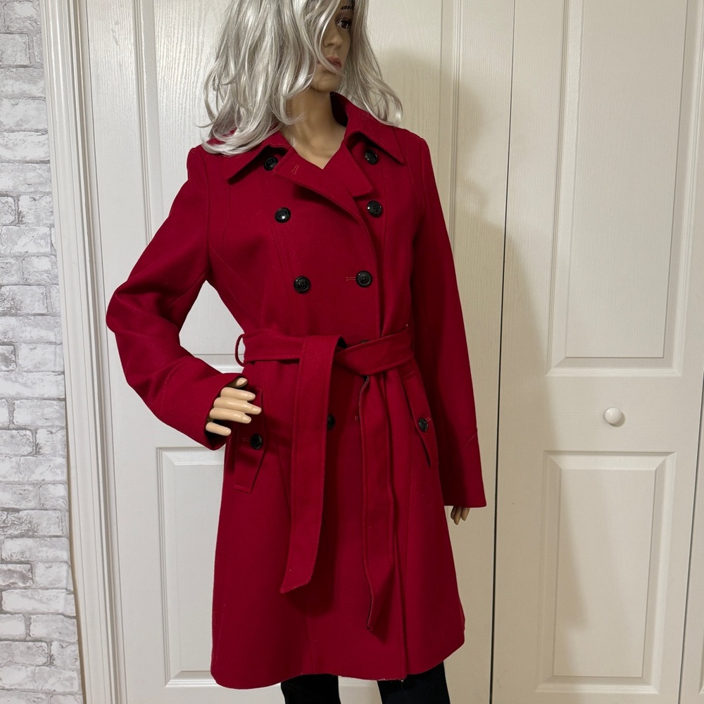 ANA Wool Red Double Breasted Jacket Coat Sz Medium - Picture 2 of 16